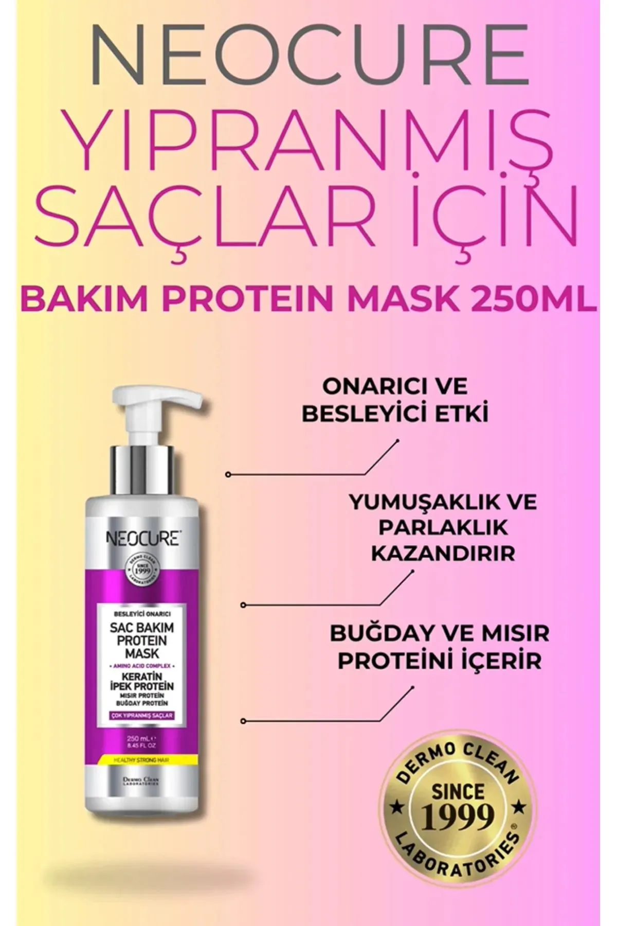 ARM-25KDC0018 Dermo Clean Yıpranmış Saçlar İçin Besleyici Onarıcı Saç Bakım Protein Maskesi 250 ML