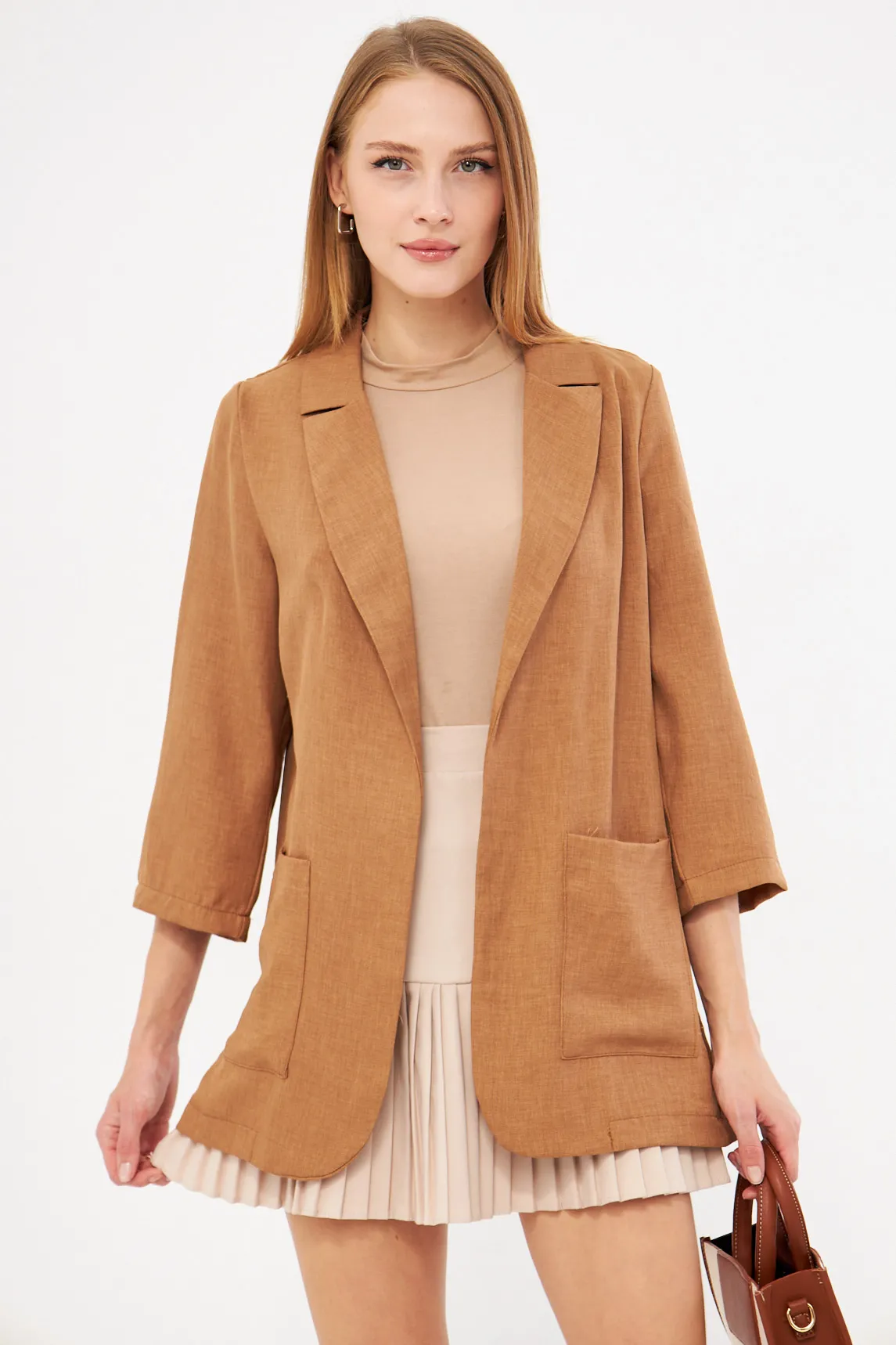 ARM-24Y001115 Camel Cepli Oversize Ceket