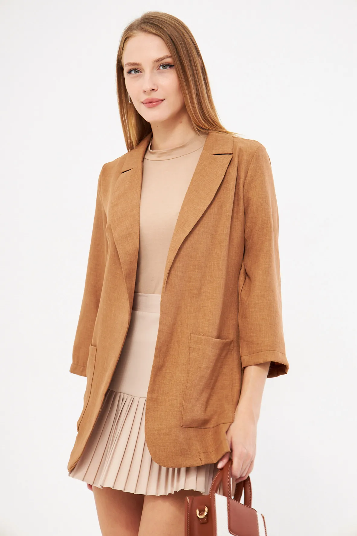 ARM-24Y001115 Camel Cepli Oversize Ceket