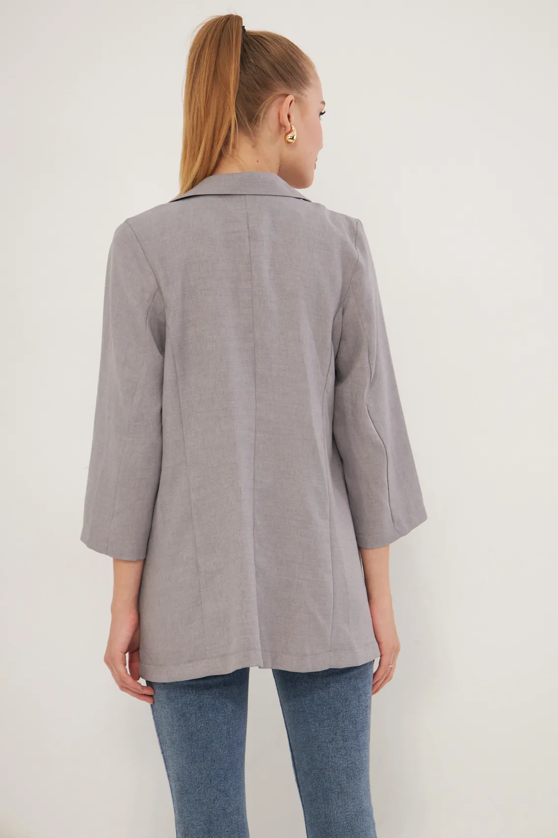 ARM-24Y001115 Gri Cepli Oversize Ceket