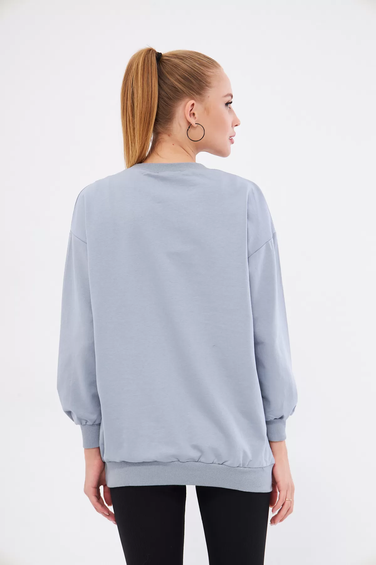 ARM-25K001020 Gri Sacramento Baskılı Oversize Sweatshirt