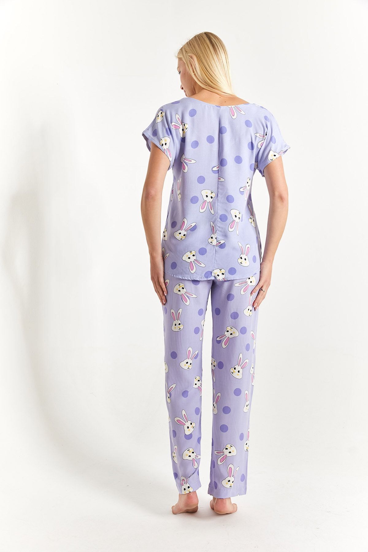 ARM-23Y001060 Lila Tavşan Desenli Alt-üst Pijama Takımı