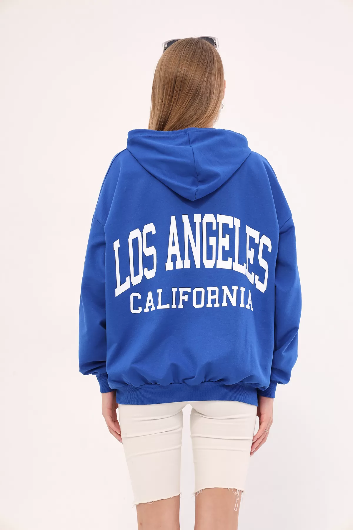 ARM-25K001026 Saks Los Angeles Baskılı Kapüşonlu Oversize Sweatshirt