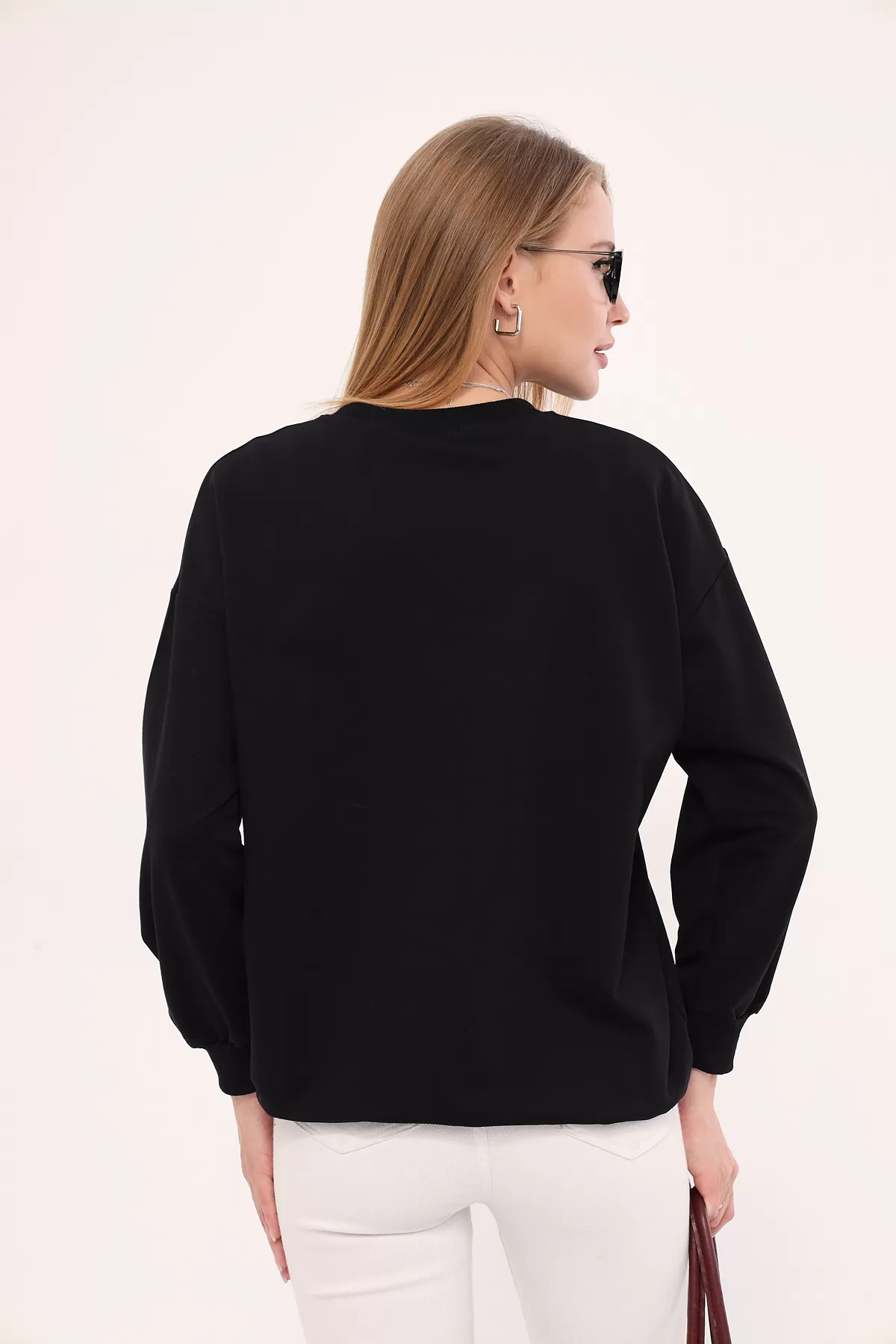 ARM-25K001020 Siyah Sacramento Baskılı Oversize Sweatshirt